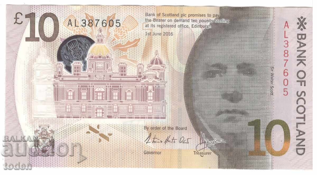 Scoția-10 Pounds-2016-P# 131a-Polimer