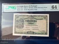 500 reis Portugalia 1904 PMG 64