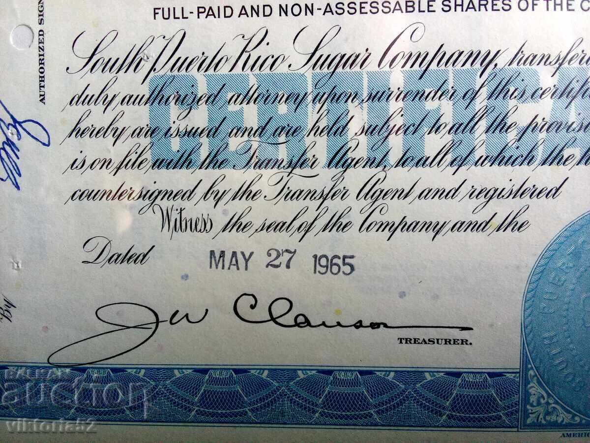 South Porto Rico Sugar Co. - Puerto Rican Stock Certificate - 5