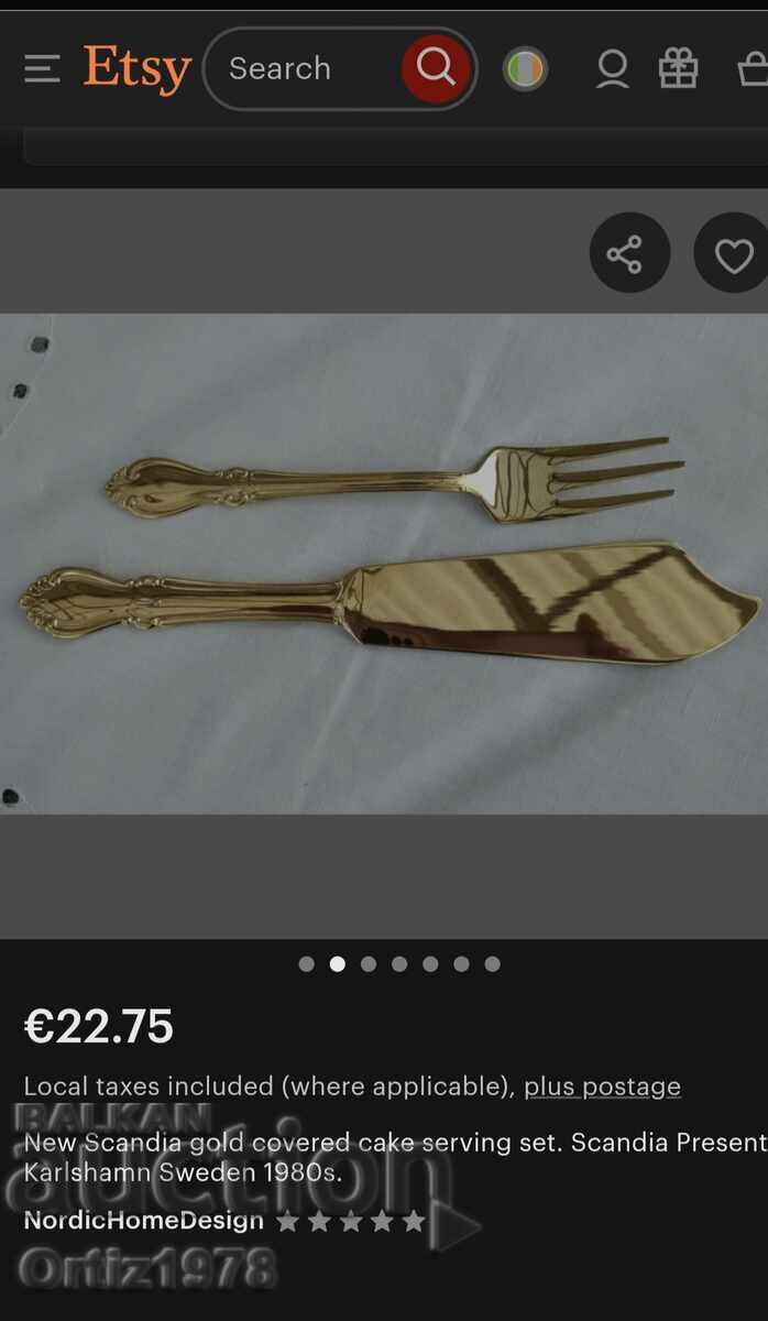Auction Swedish vintage cake cutlery, 1980s Auction Swedish vintage cake cutlery, 1980s