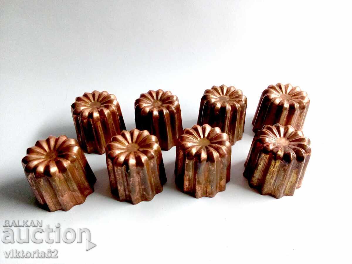 8 Large Retro French Copper Canele Molds. Vintage French with price 140.00 BGN | € 71.58 8 Large Retro French Copper Canele Molds. Vintage French with price 140.00 BGN | € 71.58