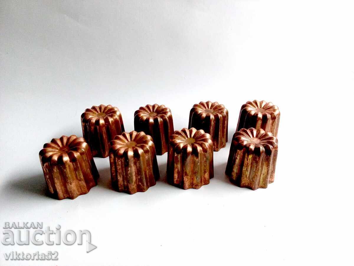 Auction 8 Large Retro French Copper Canele Molds. Vintage French Auction 8 Large Retro French Copper Canele Molds. Vintage French