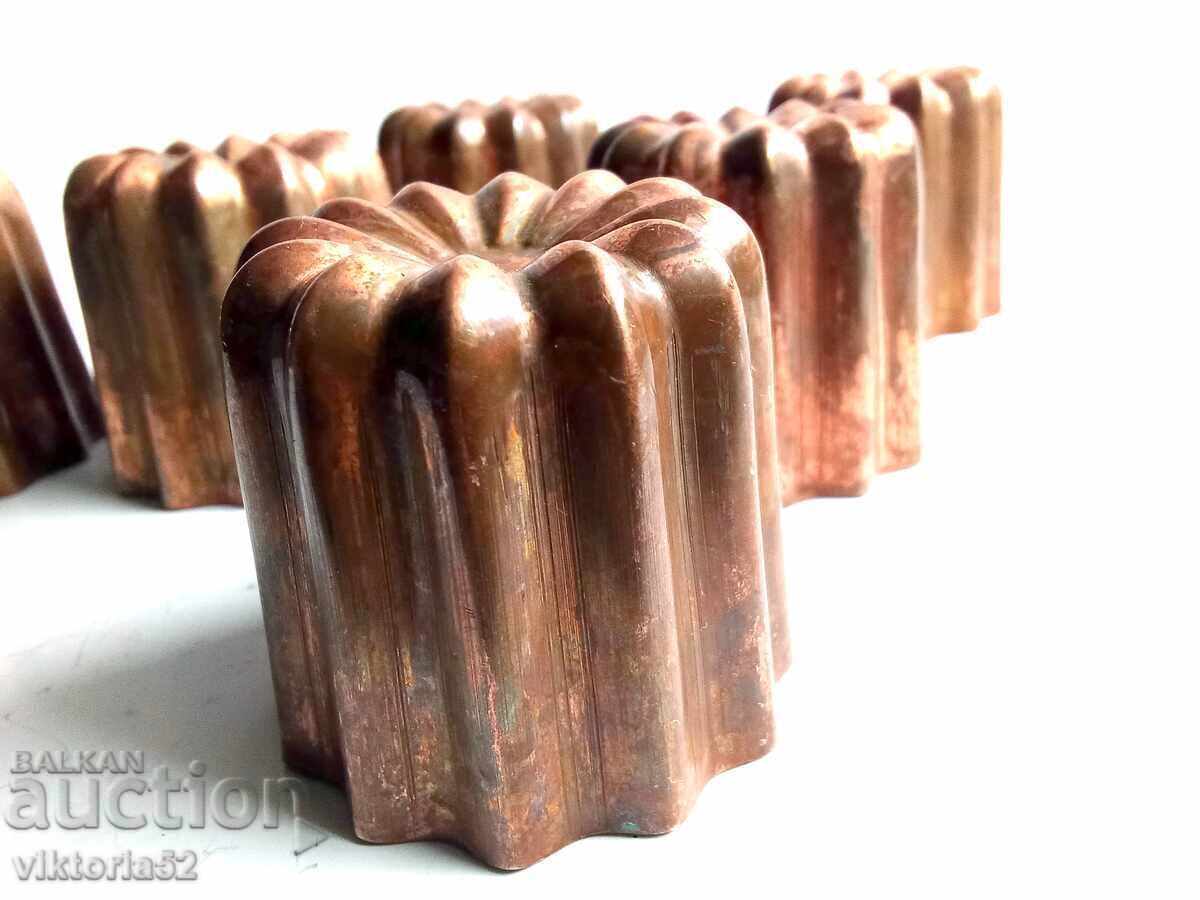 8 buc. Forme mari retro franceze din cupru pentru canelé. Recoltă fr - 7