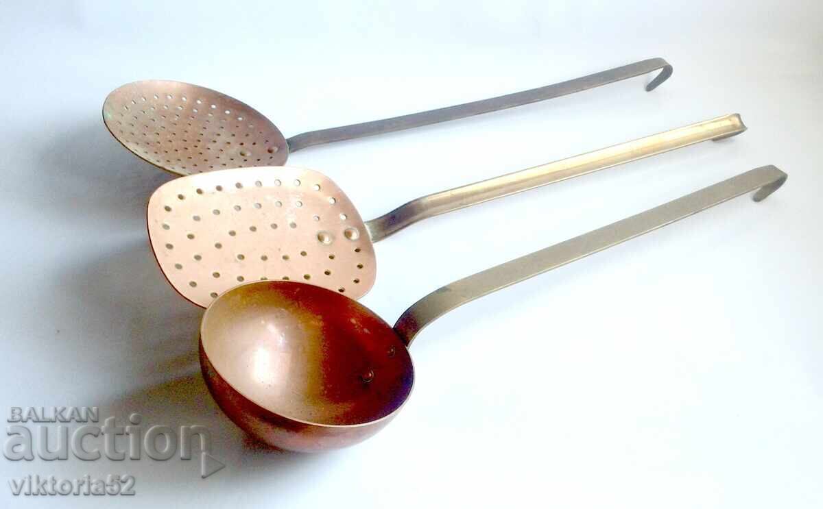 Vintage set of French copper kitchen utensils Vintage set of French copper kitchen utensils