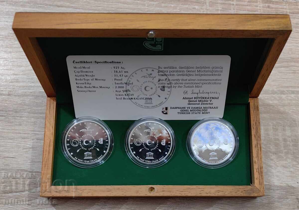 Delivery of Turkey 30 Lira set of 3 coins x 1 oz. silver - rare Delivery of Turkey 30 Lira set of 3 coins x 1 oz. silver - rare