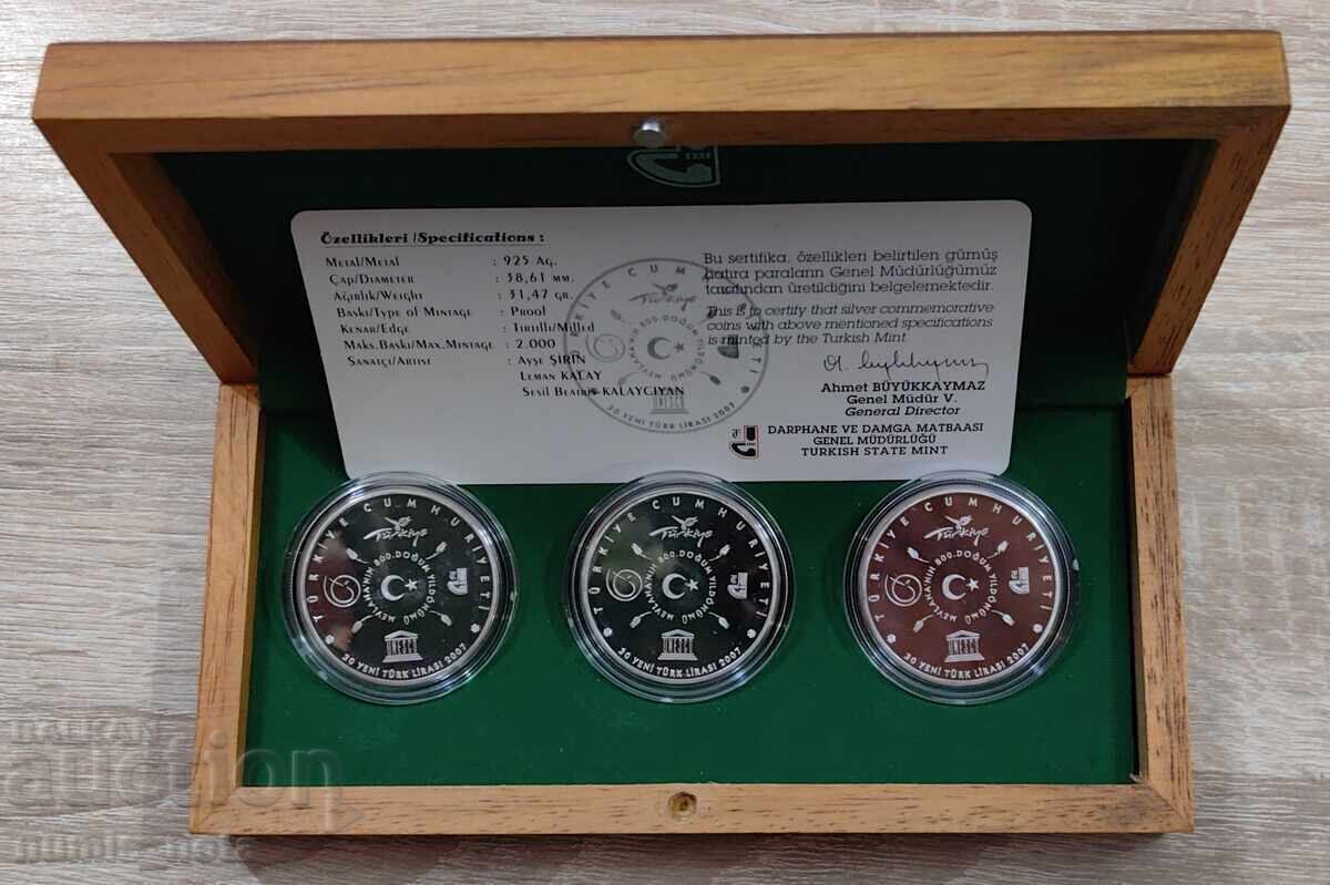 Τουρκία 30 λίρες σετ από 3 νομίσματα x 1 oz. ασήμι - σπάνια - 7