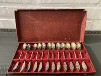 Old deeply silver-plated coffee spoons