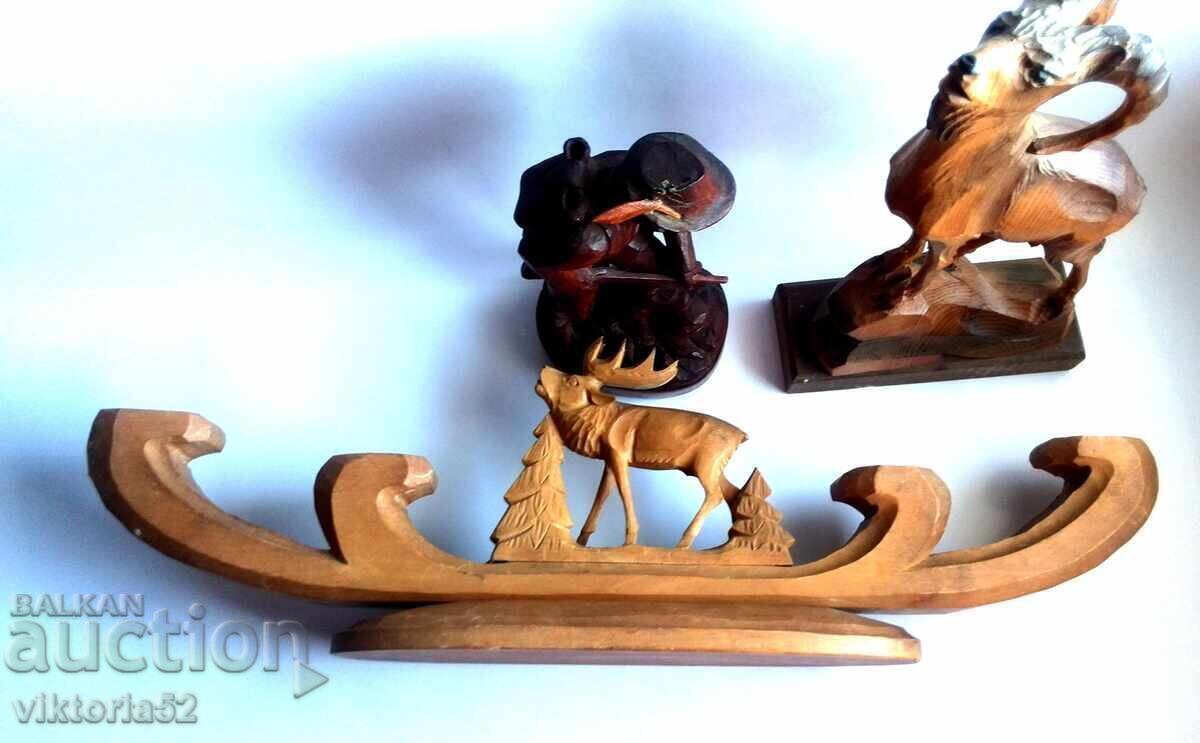 Livrarea Figurine din lemn Statuete-sfeșnic Cerb și Vânător cu Capră Neagră