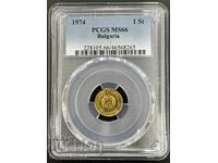 1 STOTINKA 1974 PCGS MS 66