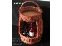 Coș vintage în formă de butoi, bar mare pentru băuturi