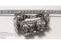 Brățară metal și pietre albe masivă