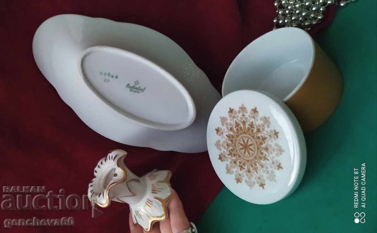 Порцеланов лот свещник,салатиера и бижутерка с цена € 10.74 | 21.01 лв.