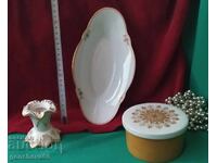 Lot de porțelan: sfeșnic, salatieră și casetă de bijuterii