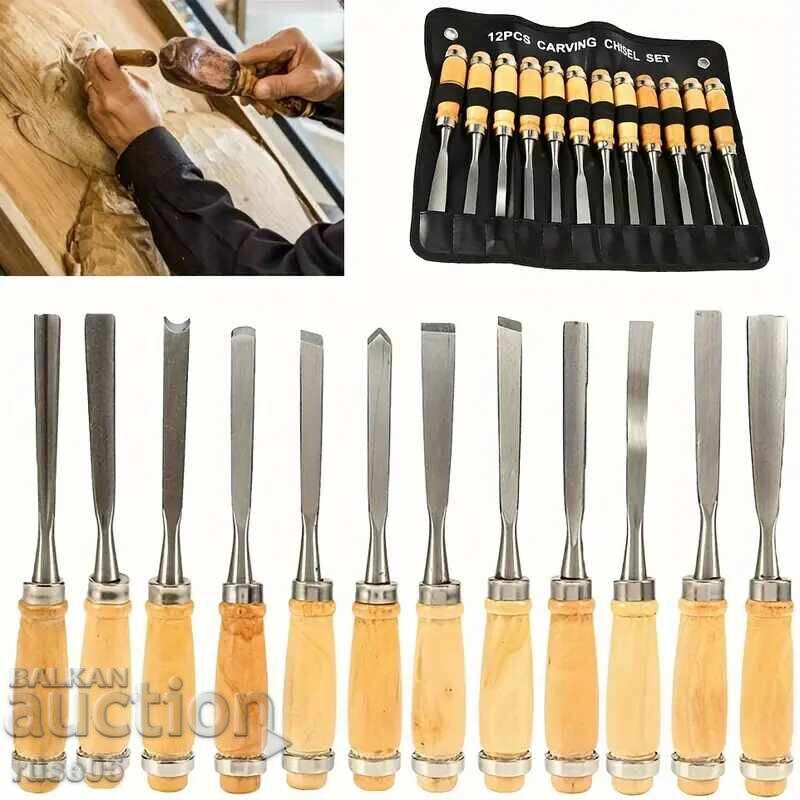"TROY" Set of 12 Wood Carving Chisels, New - 5