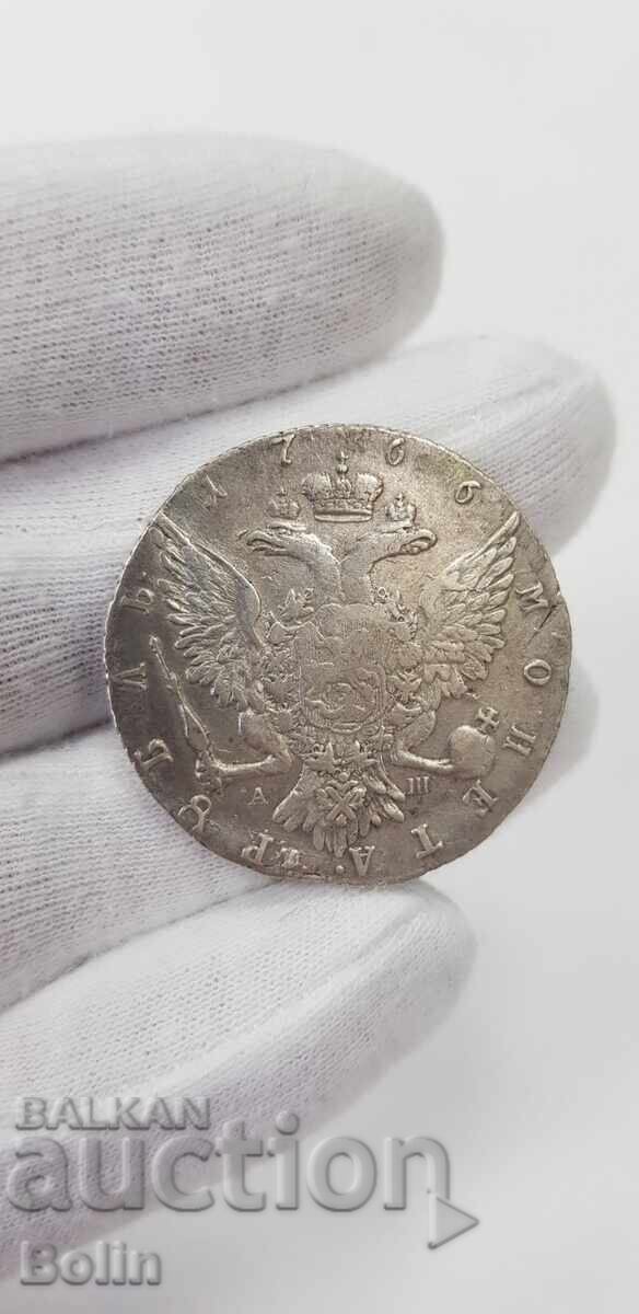 Auction Rare Russian Silver Coin Ruble 1766 Catherine Auction Rare Russian Silver Coin Ruble 1766 Catherine