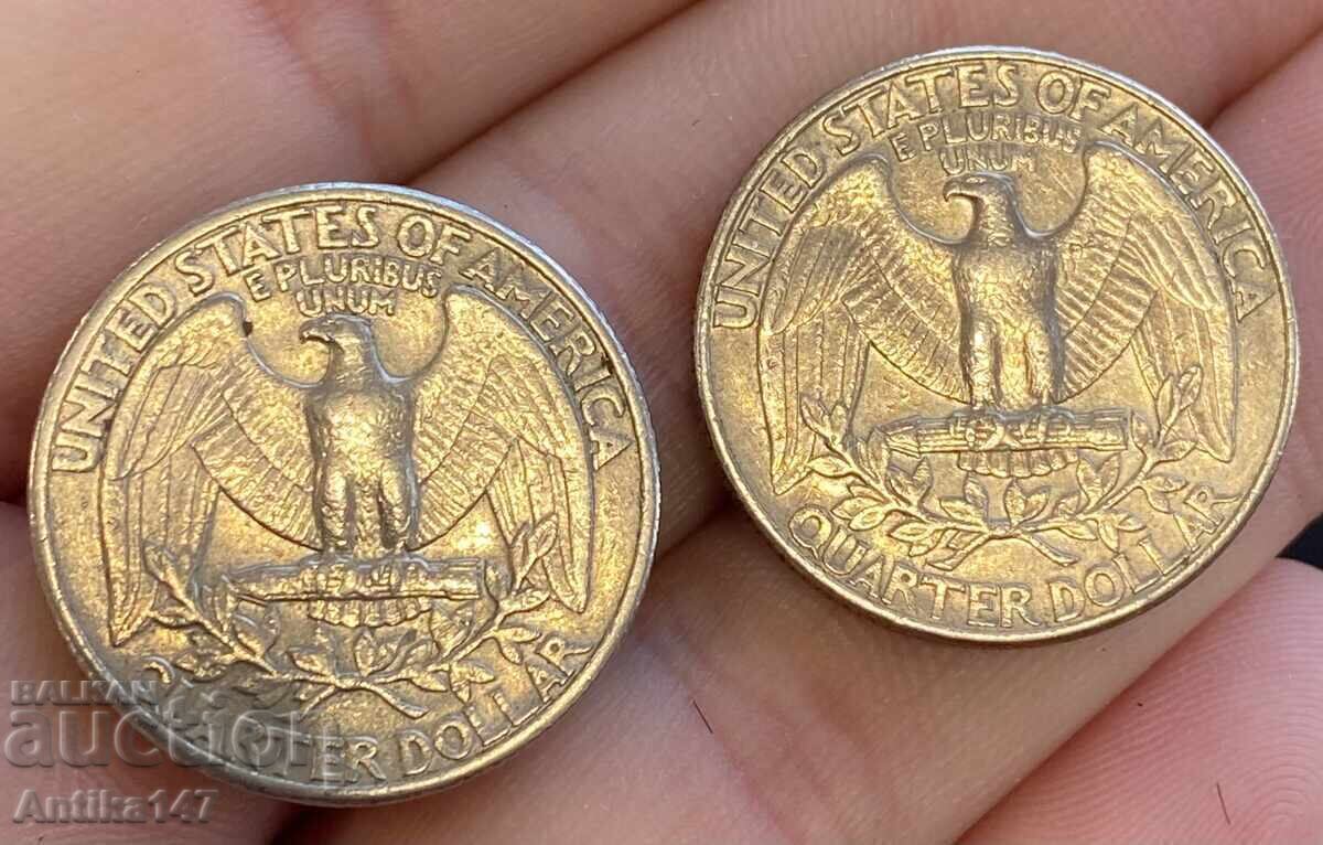 2 American QUARTER DOLLAR Coins, 1978 and 1987