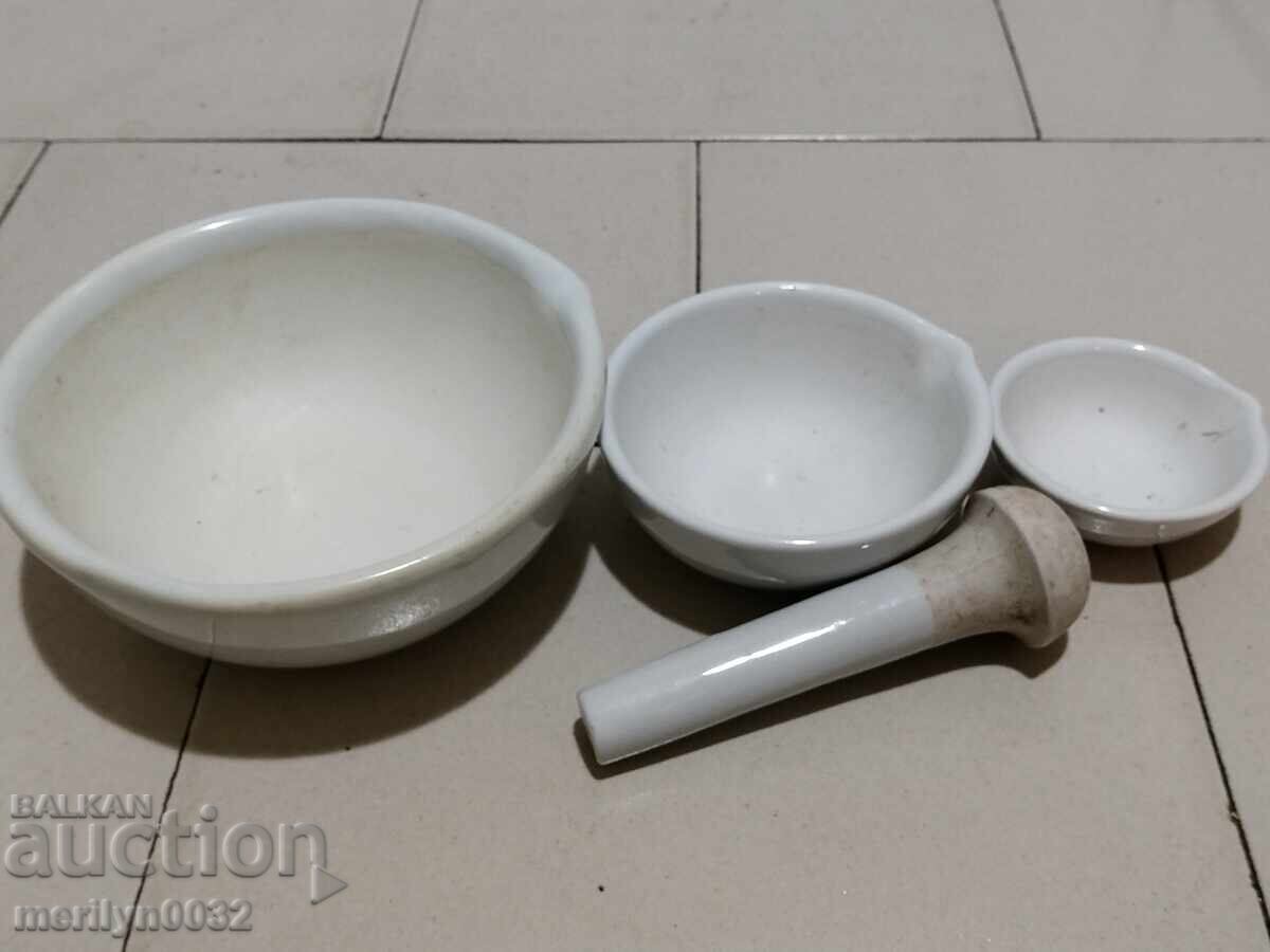 Medical mortar 3 pieces apothecary mortars - 6 Medical mortar 3 pieces apothecary mortars - 6