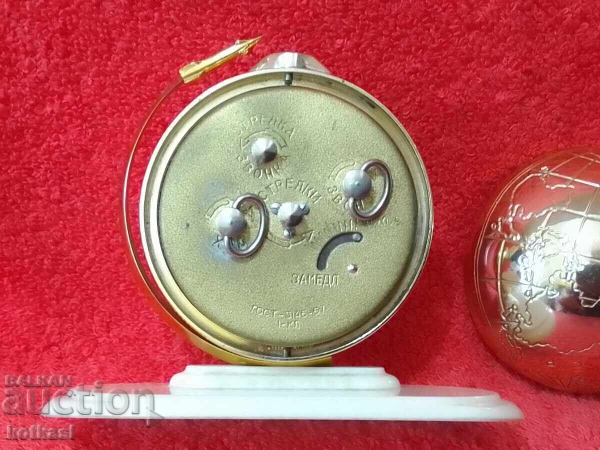 Стар настолен часовник Будилник ВОСТОК Глобус Ракета Космос - 6 Стар настолен часовник Будилник ВОСТОК Глобус Ракета Космос - 6