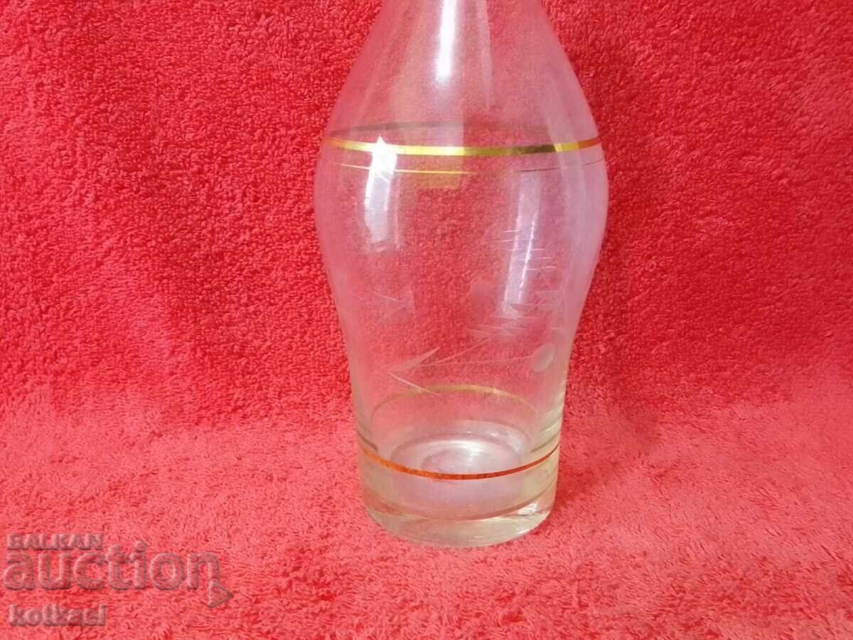 Old engraved glass crystal Carafe Jug Gold Plating with price 25.50 BGN | € 13.04 Old engraved glass crystal Carafe Jug Gold Plating with price 25.50 BGN | € 13.04