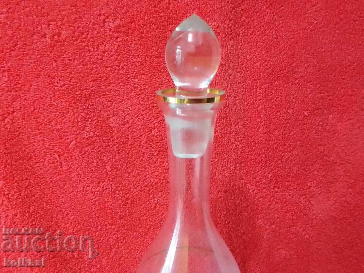 Auction Old engraved glass crystal Carafe Jug Gold Plating Auction Old engraved glass crystal Carafe Jug Gold Plating