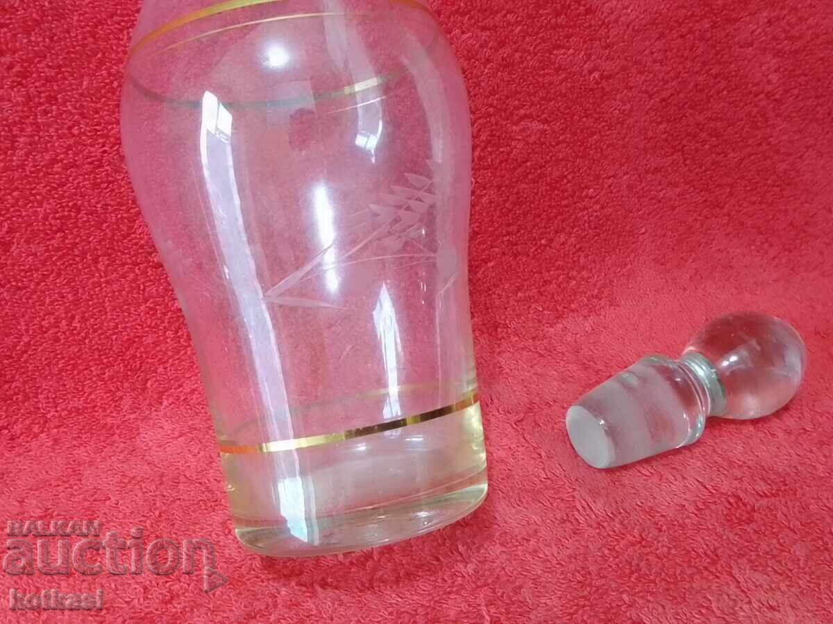 Delivery of Old engraved glass crystal Carafe Jug Gold Plating Delivery of Old engraved glass crystal Carafe Jug Gold Plating