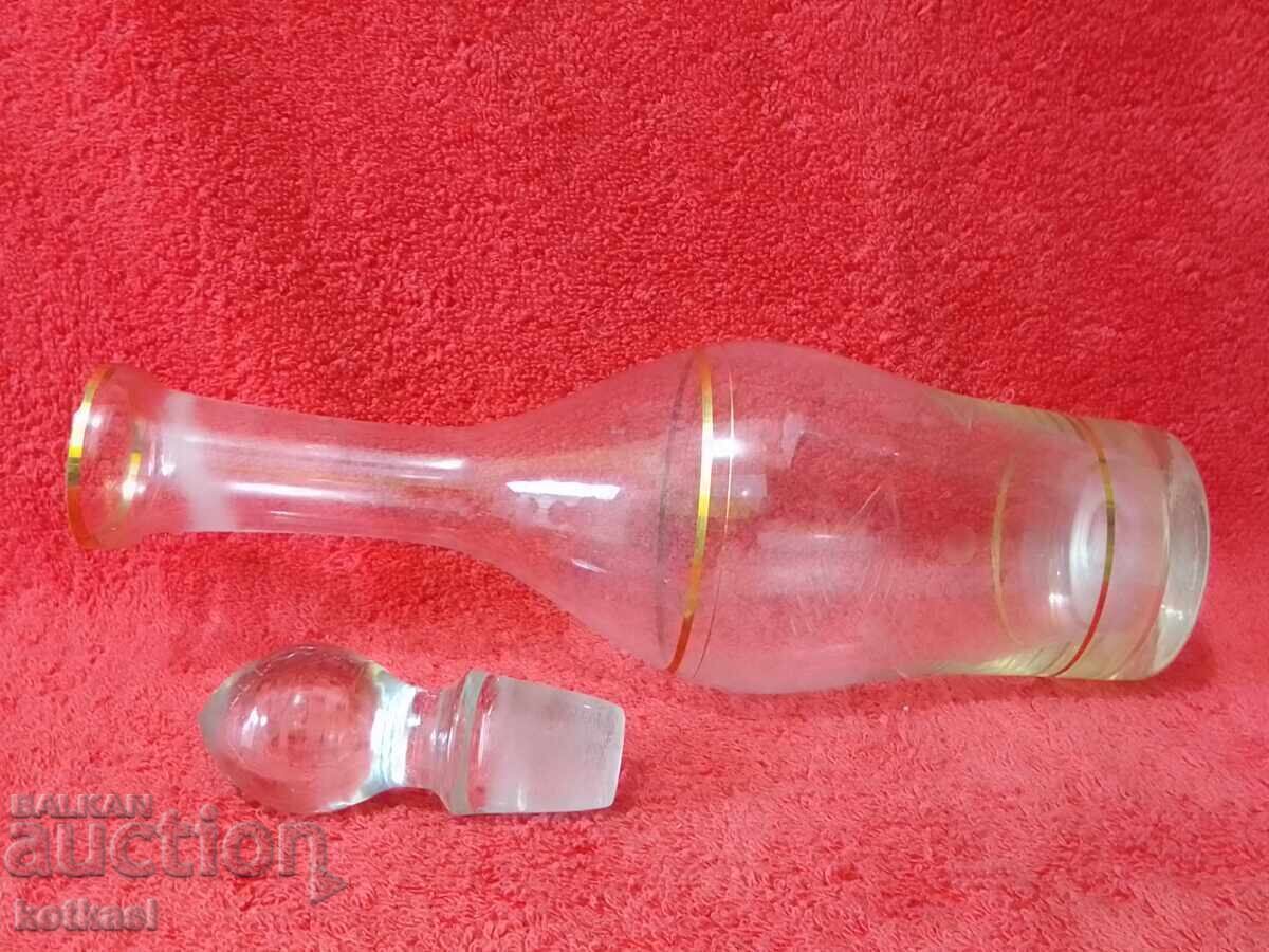 Old engraved glass crystal Carafe Jug Gold Plating - 7 Old engraved glass crystal Carafe Jug Gold Plating - 7