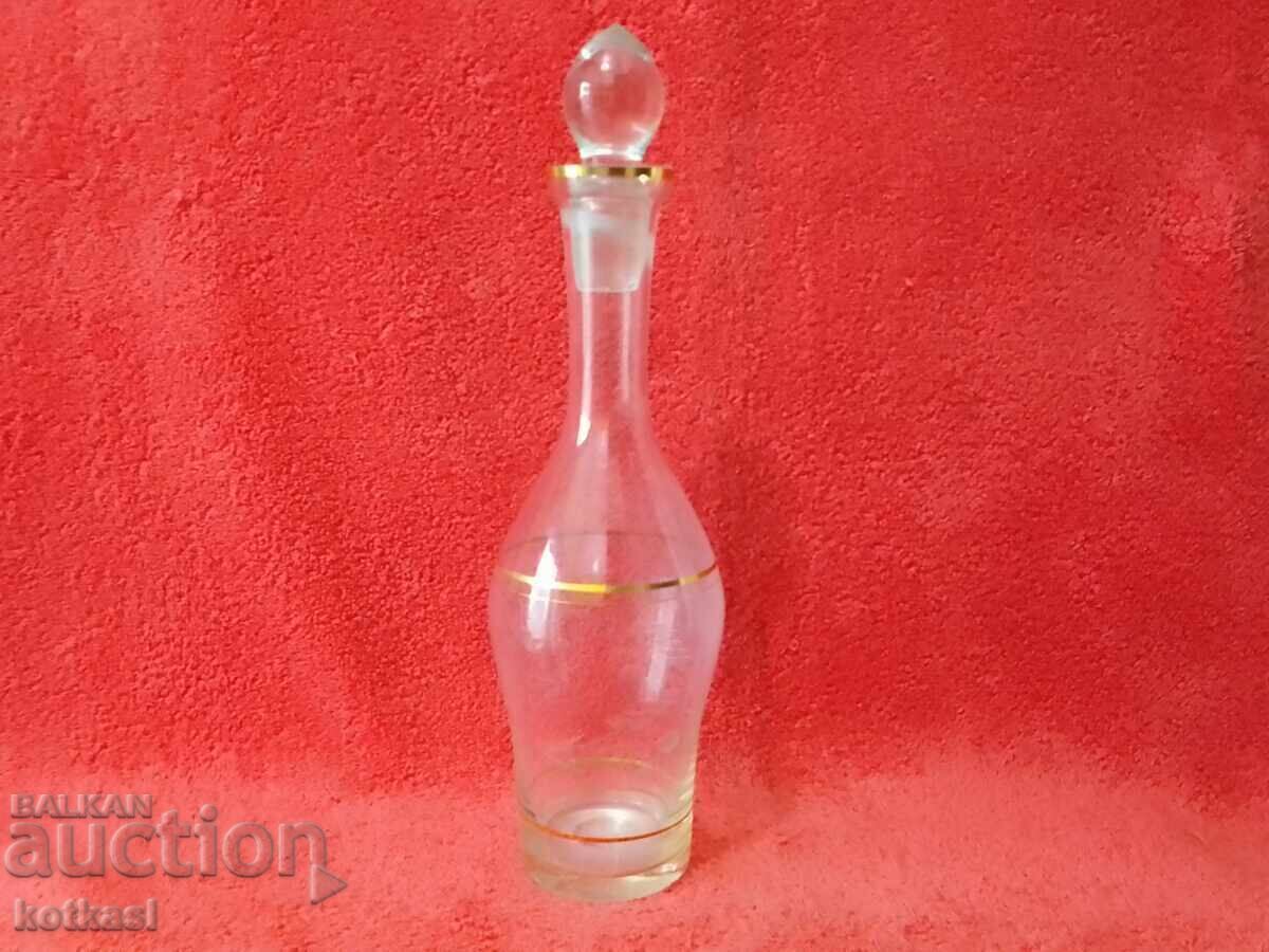 Old engraved glass crystal Carafe Jug Gold Plating Old engraved glass crystal Carafe Jug Gold Plating