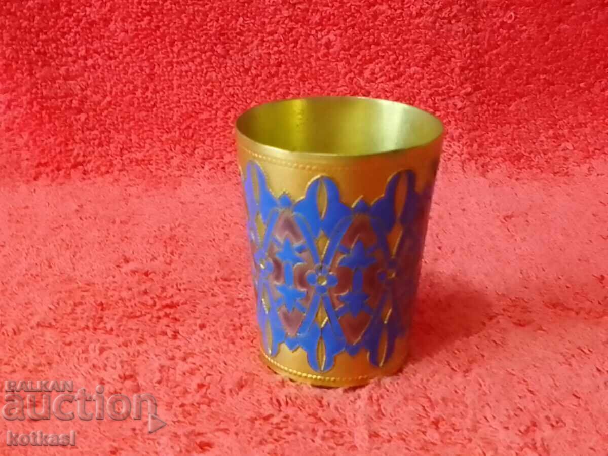 Licitație Cană veche aurită, email cloisonné marcată URSS, Shot-uri