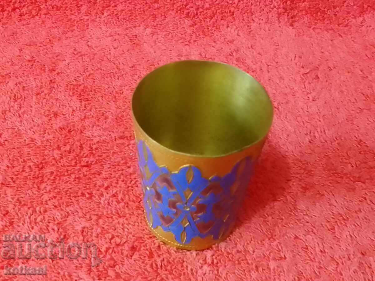 Cană veche aurită, email cloisonné marcată URSS, Shot-uri - 5