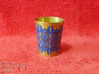 Old gilded cup marked enamel cloisonné USSR Shots