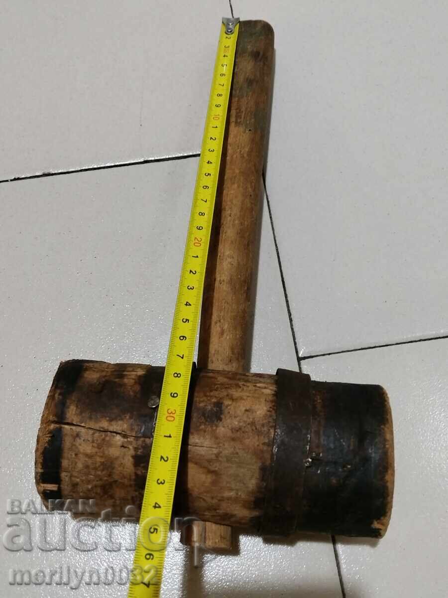 Old wooden cooper's hammer tool wooden - 5