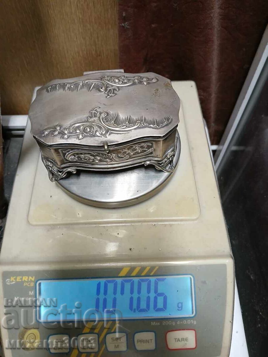 Antique Silver Jewelry Box, 833/1000 Grade - 7 Antique Silver Jewelry Box, 833/1000 Grade - 7