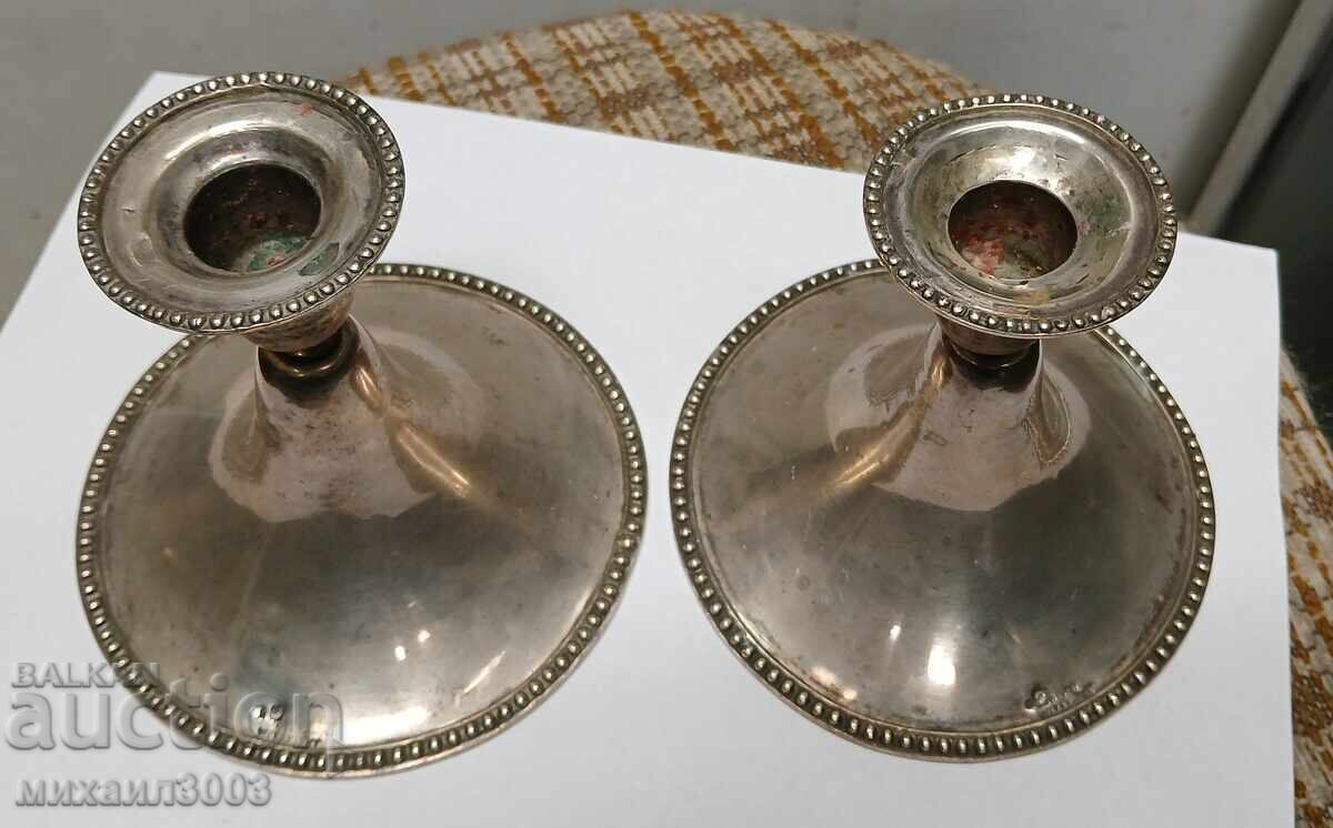 FINE SILVER CANDLESTICKS, 833/1000 PURITY, EARLY 20TH CENTURY with price 1250.00 BGN | € 639.11 FINE SILVER CANDLESTICKS, 833/1000 PURITY, EARLY 20TH CENTURY with price 1250.00 BGN | € 639.11