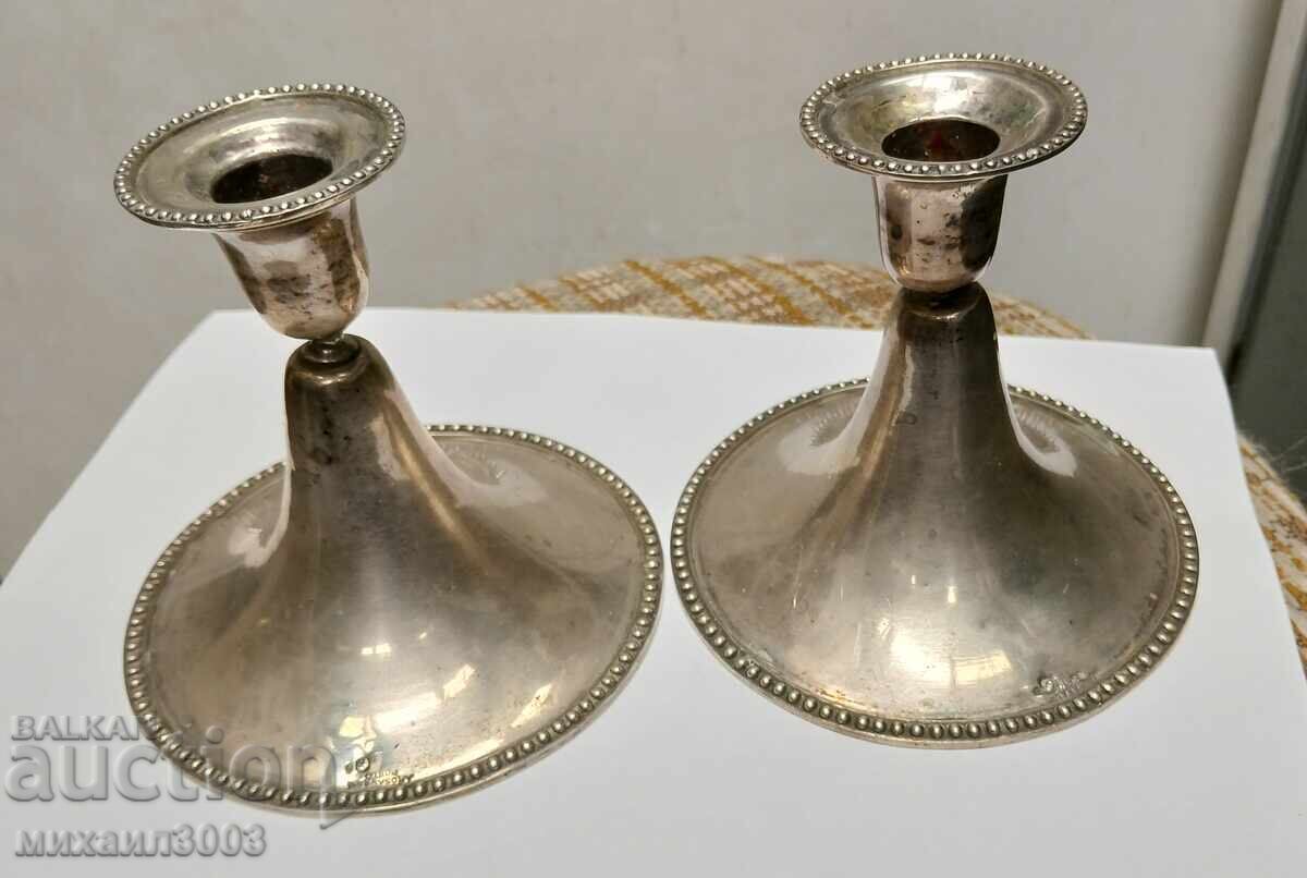 FINE SILVER CANDLESTICKS, 833/1000 PURITY, EARLY 20TH CENTURY FINE SILVER CANDLESTICKS, 833/1000 PURITY, EARLY 20TH CENTURY