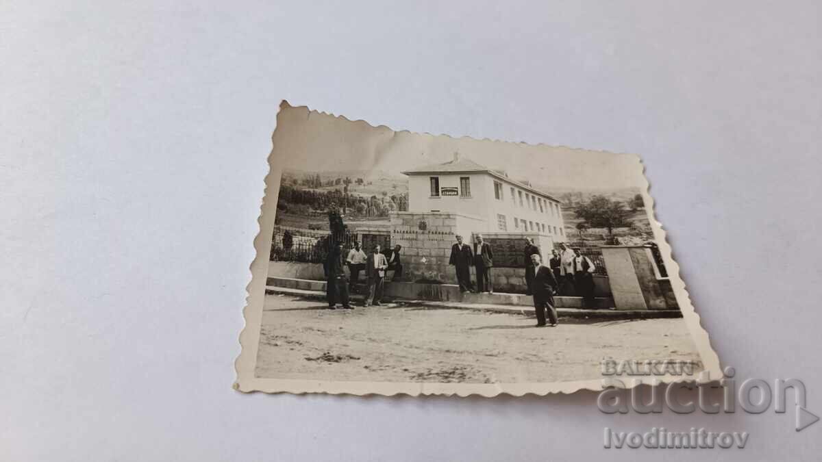 "C-ka Falls Men in front of the monument to those who died with T. P. S-ya 1942" "C-ka Falls Men in front of the monument to those who died with T. P. S-ya 1942"