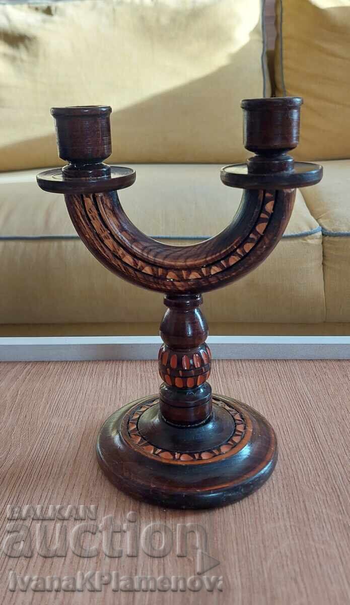 Wood carving candlestick for connoisseurs
