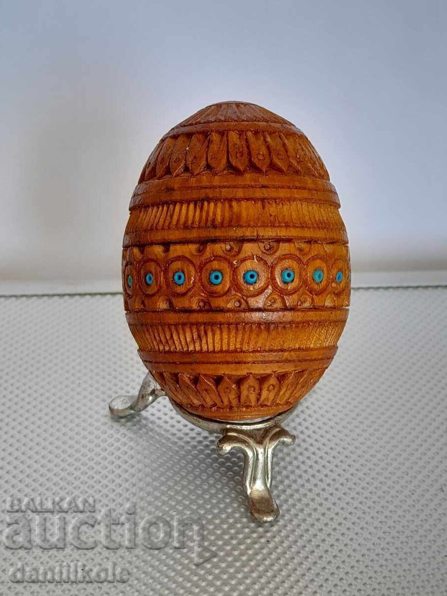 *$*Y*$* VINTAGE WOODEN EGG HANDMADE FABERGE TYPE*$*Y*$* *$*Y*$* VINTAGE WOODEN EGG HANDMADE FABERGE TYPE*$*Y*$*