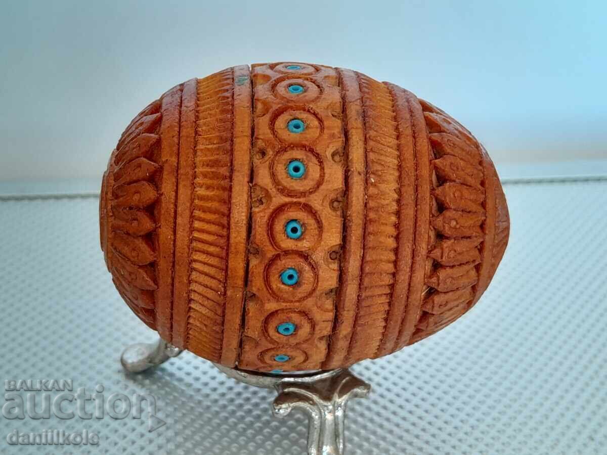 *$*Y*$* VINTAGE WOODEN EGG HANDMADE FABERGE TYPE*$*Y*$* - 7 *$*Y*$* VINTAGE WOODEN EGG HANDMADE FABERGE TYPE*$*Y*$* - 7