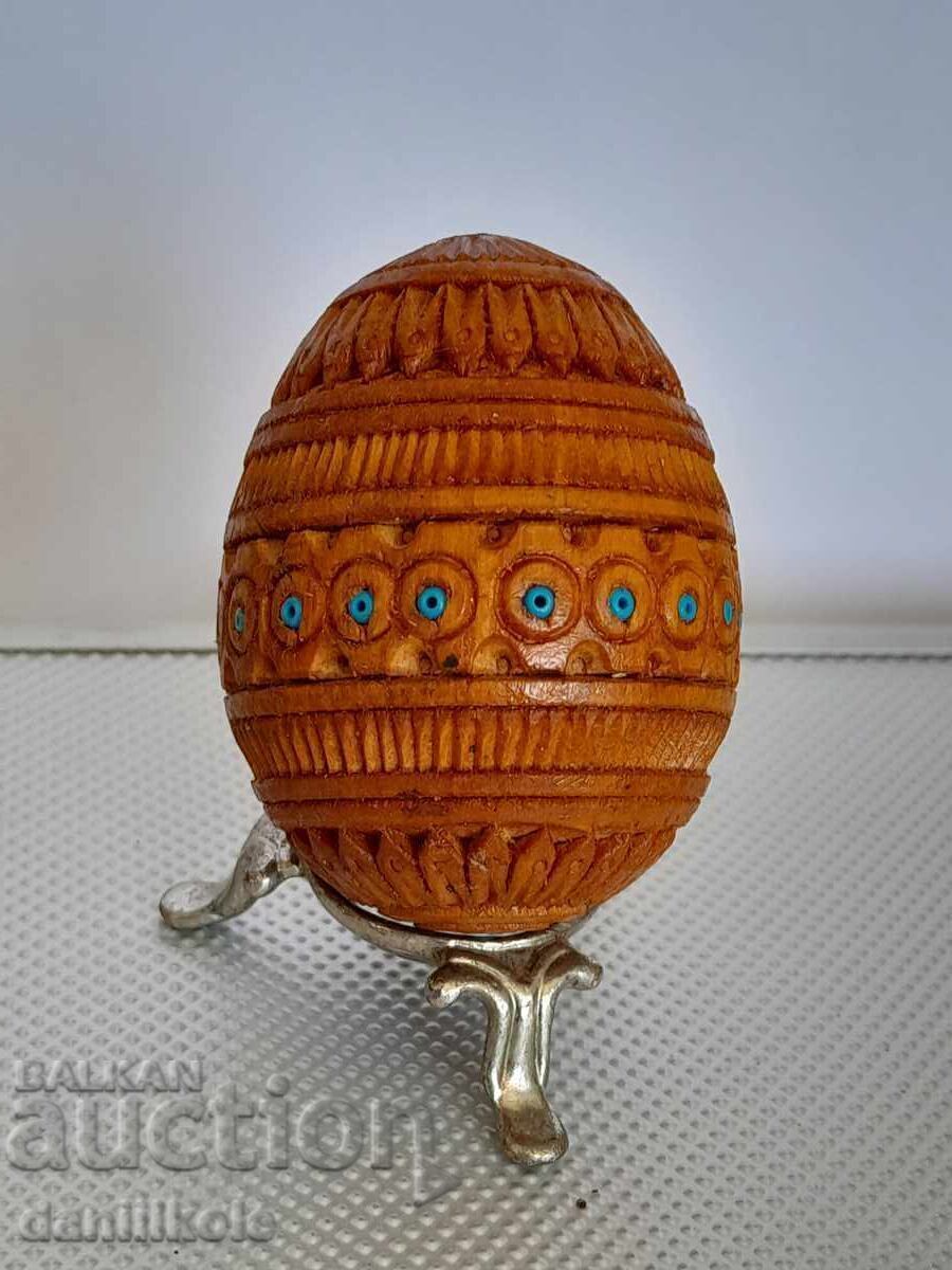 *$*Y*$* VINTAGE WOODEN EGG HANDMADE FABERGE TYPE*$*Y*$* *$*Y*$* VINTAGE WOODEN EGG HANDMADE FABERGE TYPE*$*Y*$*