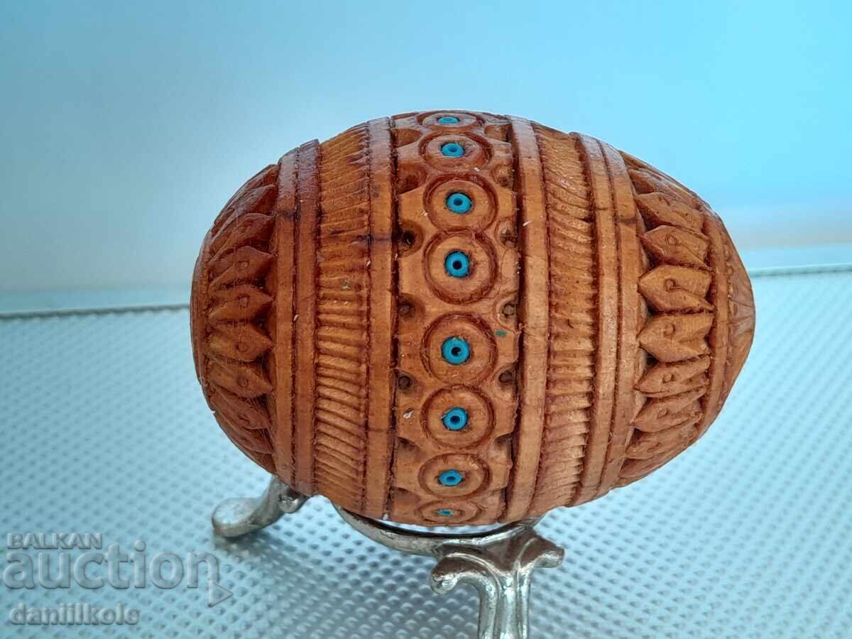 *$*Y*$* VINTAGE WOODEN EGG HANDMADE FABERGE TYPE*$*Y*$* - 7 *$*Y*$* VINTAGE WOODEN EGG HANDMADE FABERGE TYPE*$*Y*$* - 7