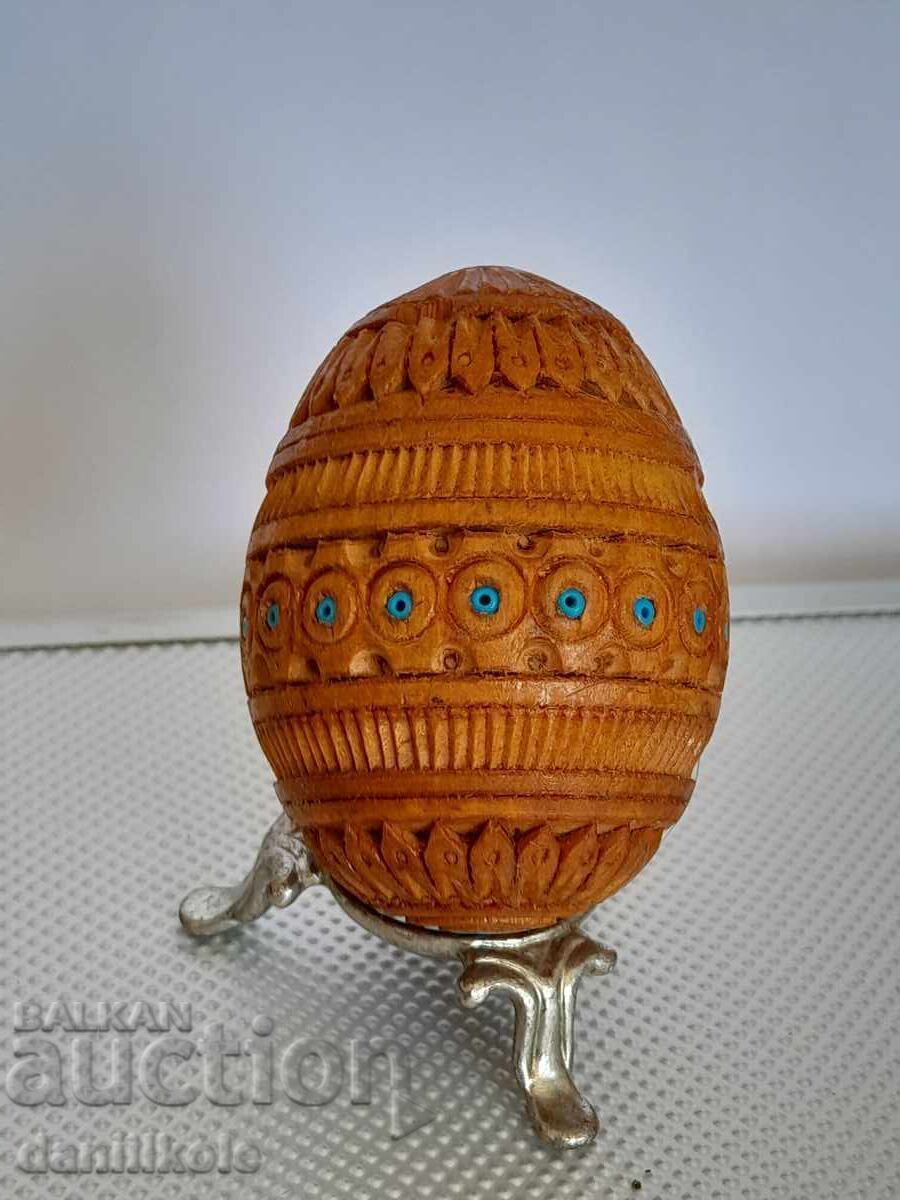 *$*Y*$* VINTAGE WOODEN EGG HANDMADE FABERGE TYPE*$*Y*$* *$*Y*$* VINTAGE WOODEN EGG HANDMADE FABERGE TYPE*$*Y*$*