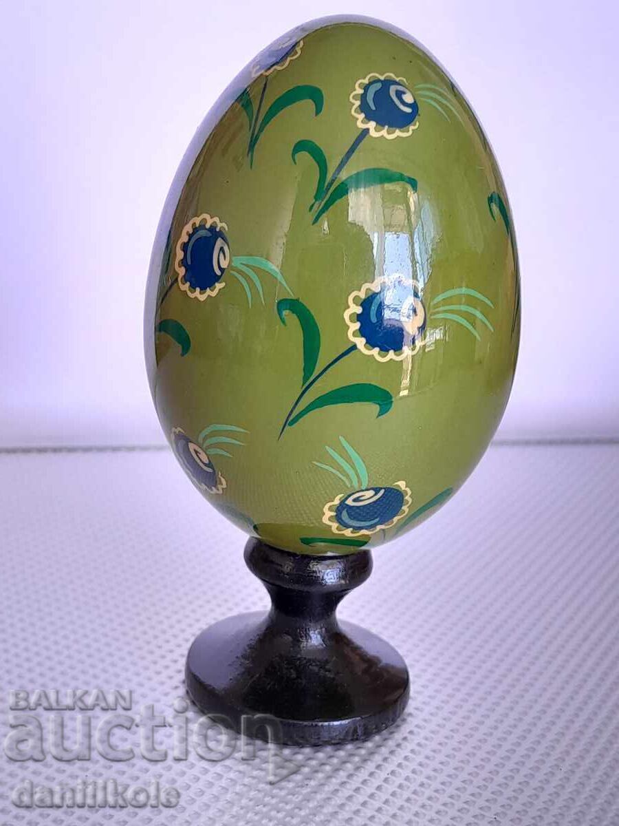 *$*Y*$* VINTAGE WOODEN EGG HANDMADE AND PAINTED *$*Y*$* - 5