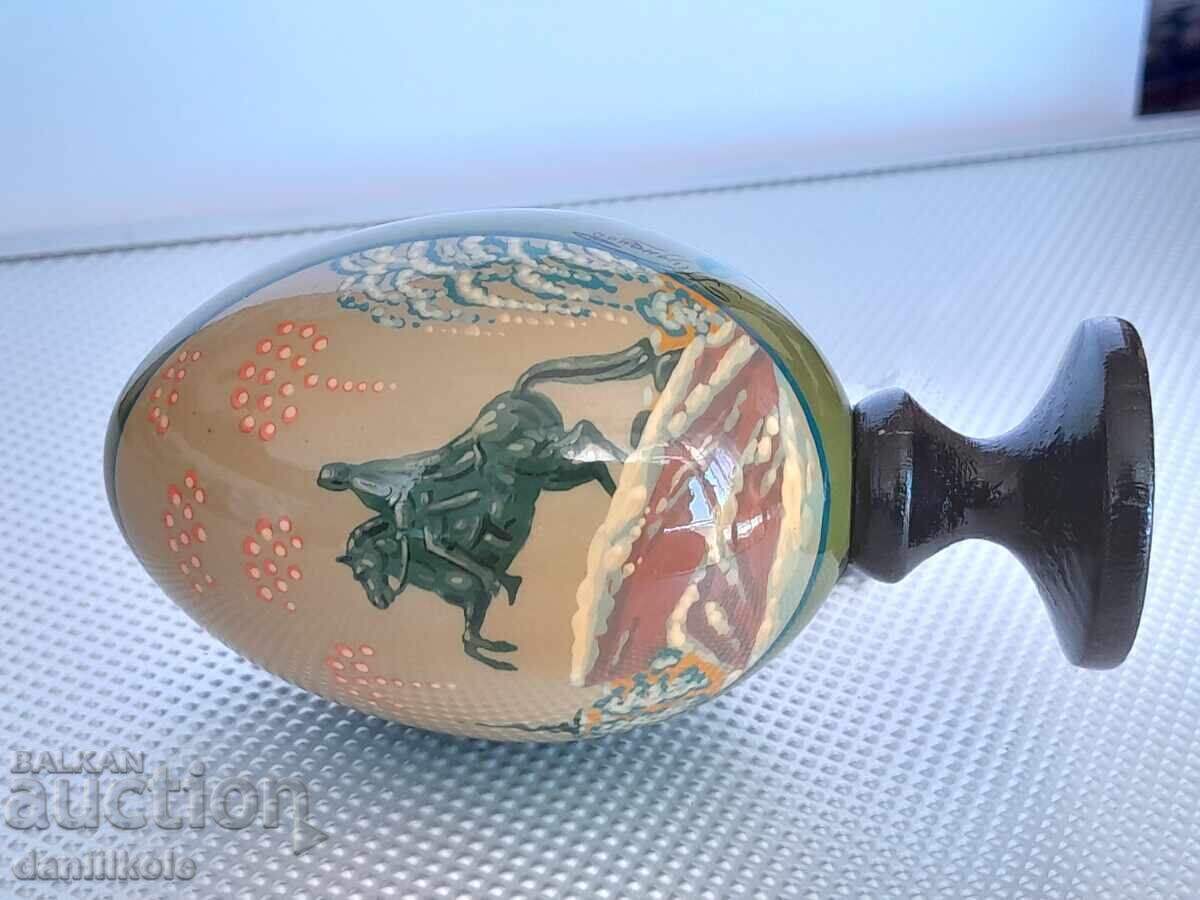 *$*Y*$* VINTAGE WOODEN EGG HANDMADE AND PAINTED *$*Y*$* - 6