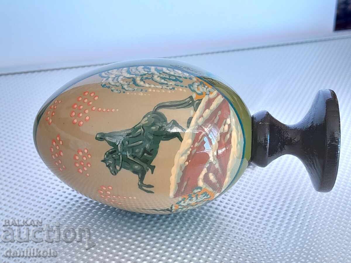 *$*Y*$* VINTAGE WOODEN EGG HANDMADE AND PAINTED *$*Y*$* - 7
