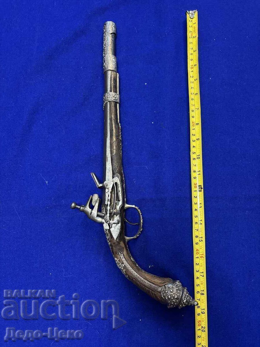 Pistol cu cremene secolul 18 argintat - 5