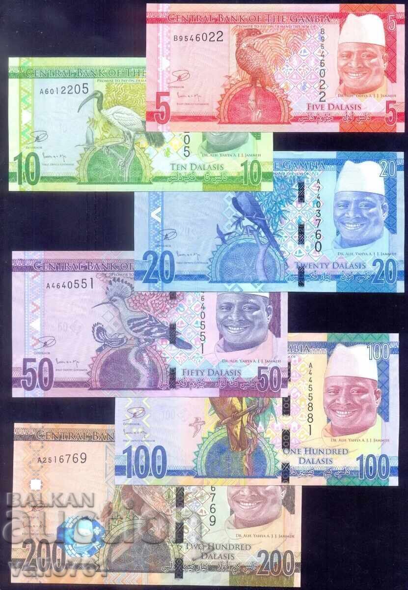 GAMBIA COMPLETE SET 2015 NEW UNC 5-10-20-50-100-200 DALASIs