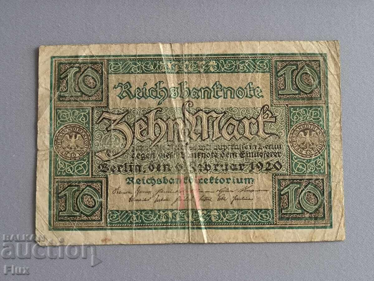 Райх банкнота - Германия - 10 марки | 1920г.