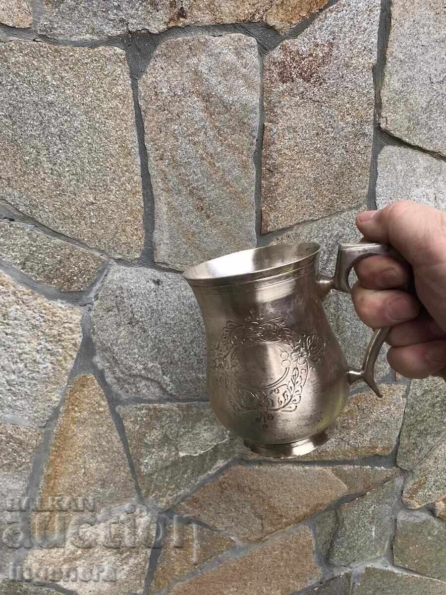 SILVER-PLATED LARGE BOWL ORNAMENTAL ANTIQUE MUG - 500 ML - 5 SILVER-PLATED LARGE BOWL ORNAMENTAL ANTIQUE MUG - 500 ML - 5