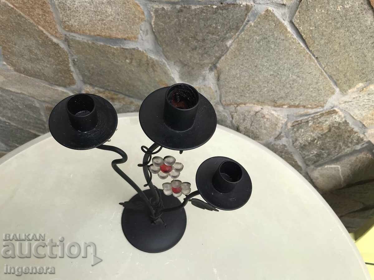 SFEȘNIC DIN FIER FORJAT METAL TREI LOCAȘURI - 6