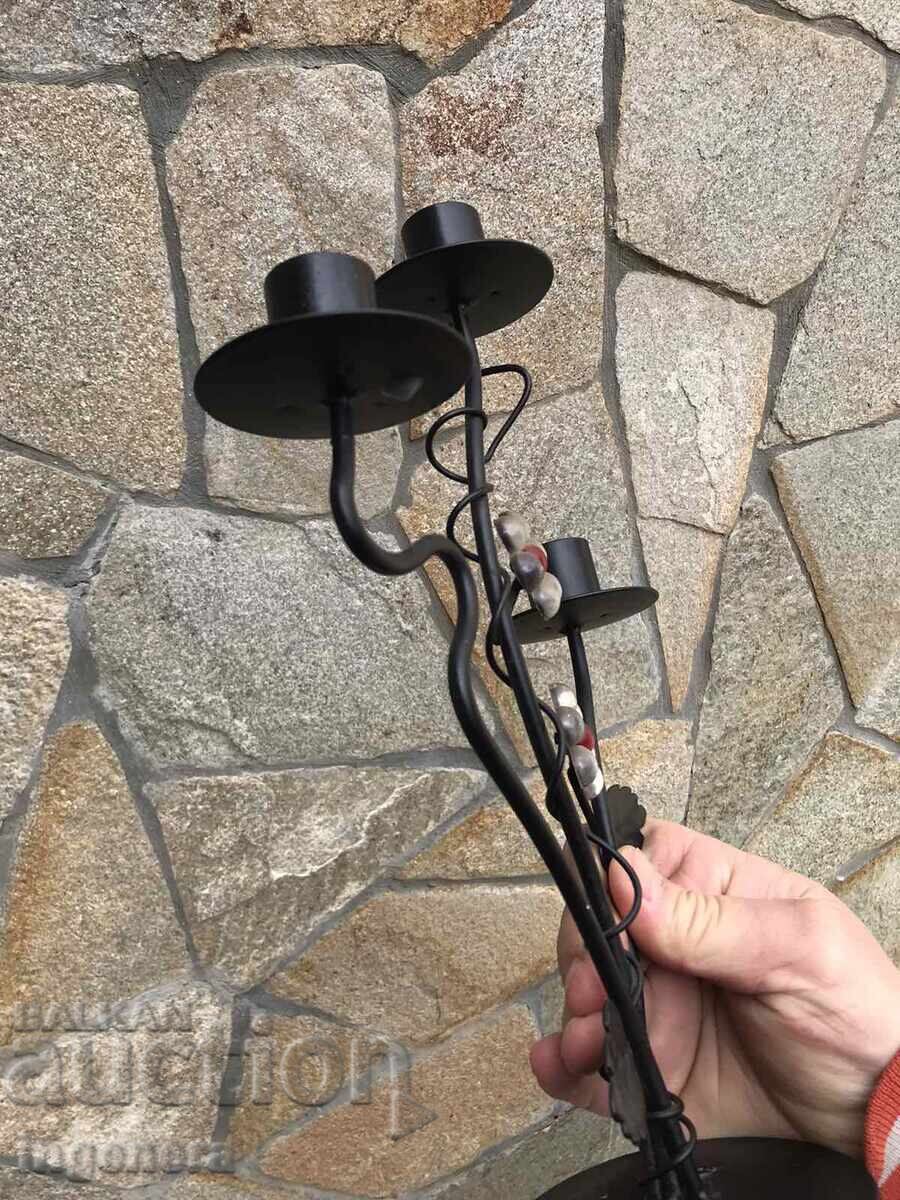 SFEȘNIC DIN FIER FORJAT METAL TREI LOCAȘURI - 7